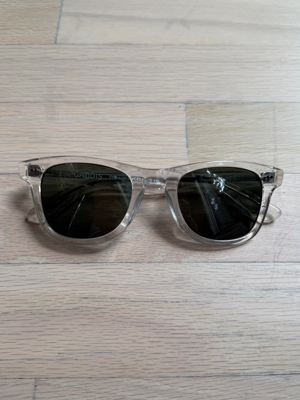 Clear Frame Caddis Sunglasses with Dark Lenses - Wayfarer Style Sunglasses